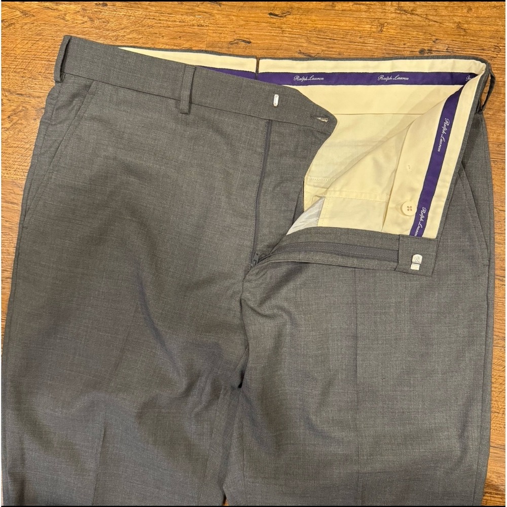 Polo Ralph Lauren Gray Purple Label Italy Straight Wool Trousers Pants Men 34x32 - Picture 4 of 12